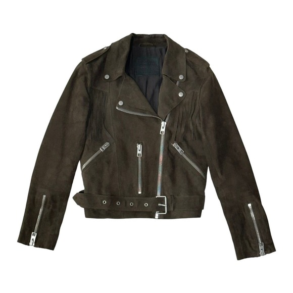 ALL SAINTS $900 Limited edition fringe sueded leather jacket
